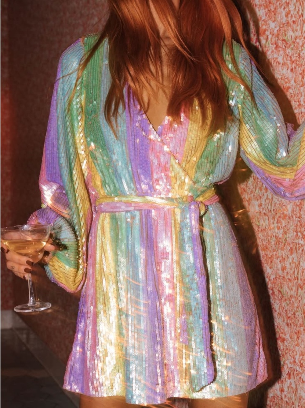 Show Me Your Mumu Wear Me Out Dress in Rainbow Stripe Sequins